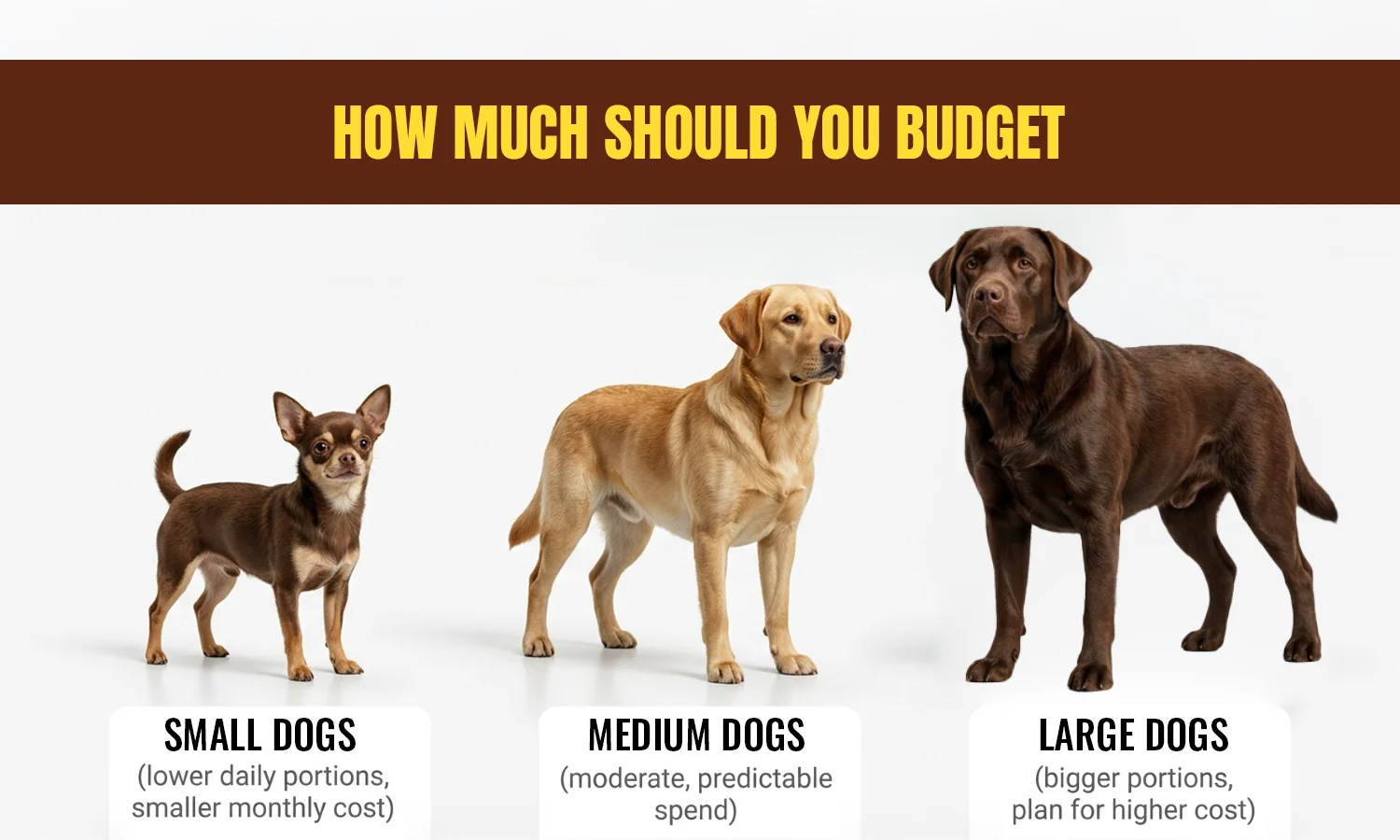 Monthly dog food budget based on your dog’s size, needs, and food type