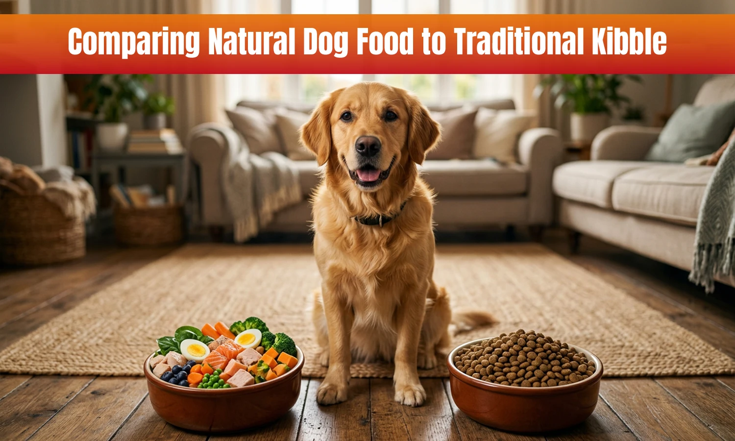 Natural dog food compared with traditional kibble for everyday feeding needs