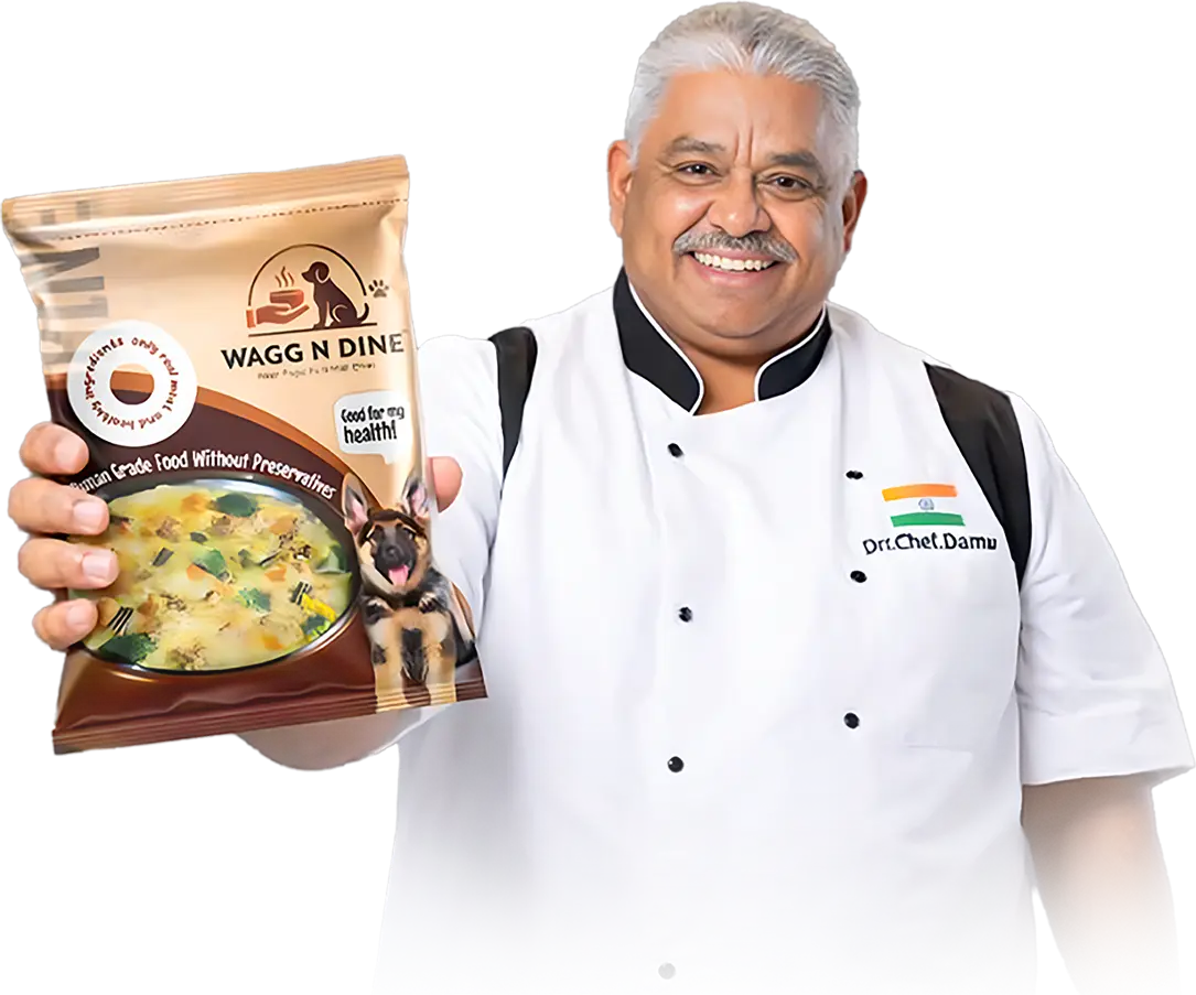 Dr. Chef Damu with Wagg N Dine fresh dog food
